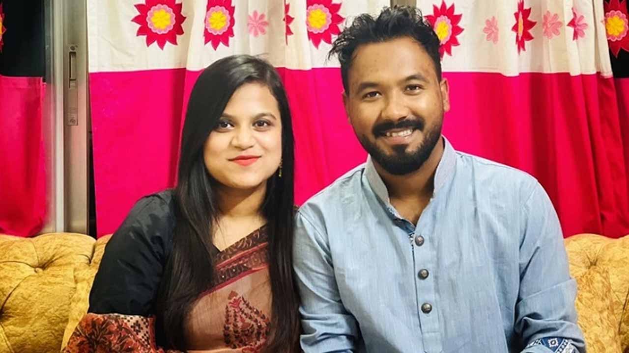 স্ত্রী নাফিসা রুম্মান মেহনাজের সঙ্গে পলাশ