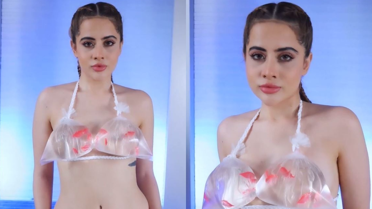 জ্যান্ত মাছ দিয়ে বুক ঢাকলেন উরফি জাভেদ