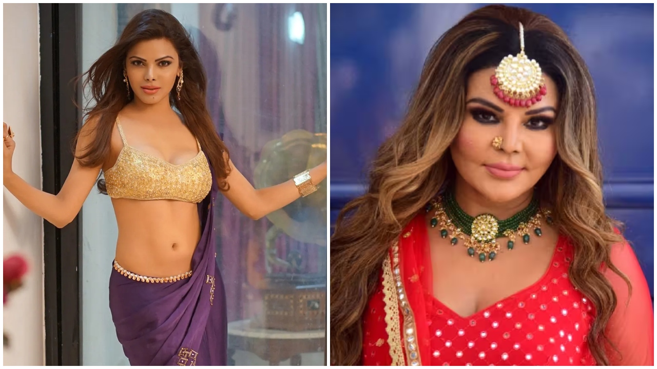 শার্লিন চোপড়া ও রাখি সাওয়ান্ত । কোলাজ: দেশ টিভি