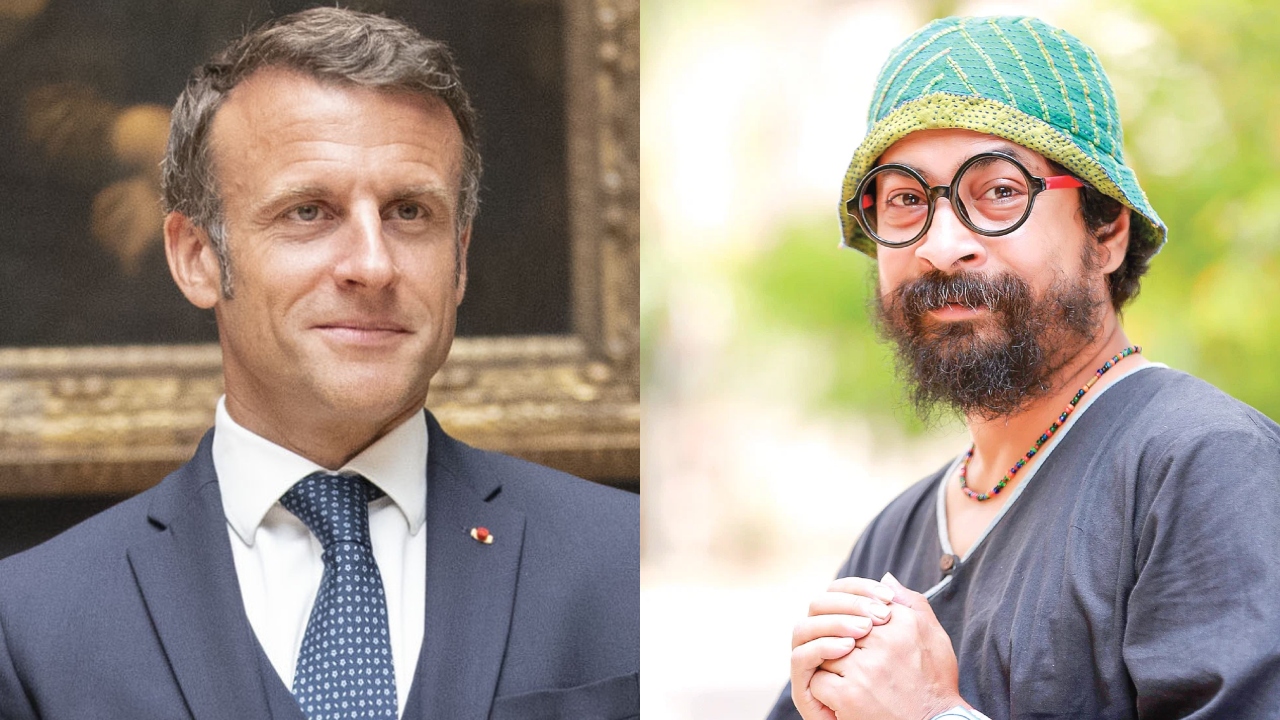 ইমানুয়েল ম্যাক্রোঁ ও রাহুল আনন্দ । কোলাজ: দেশ টিভি