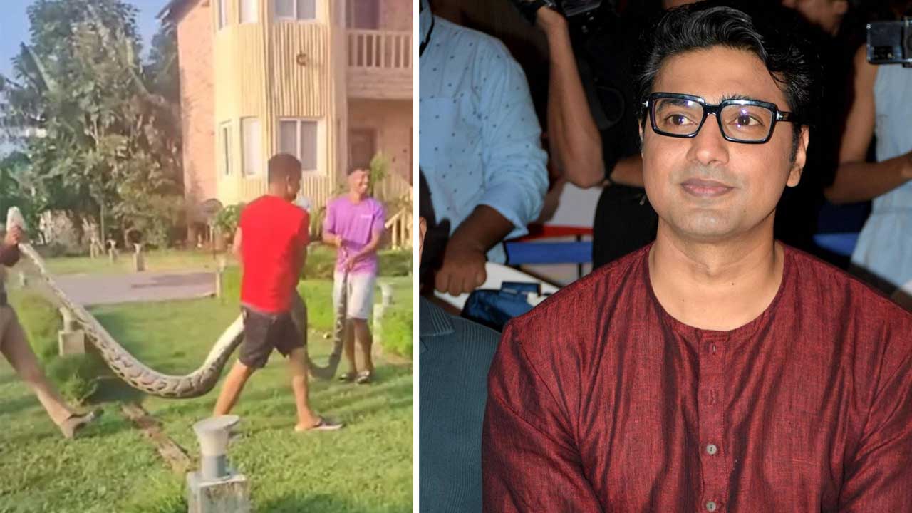 দেবের শুটিং ফ্লোরে অজগর সাপ । ছবি: সংগৃহীত