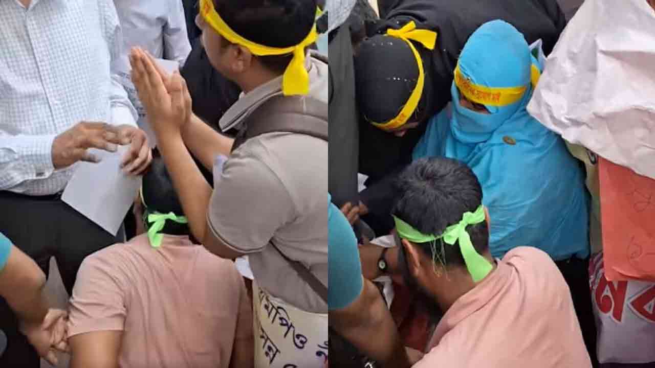 এনটিআরসিএ চেয়ারম্যানের পা ধরে কাঁদলেন চাকরিপ্রার্থীরা