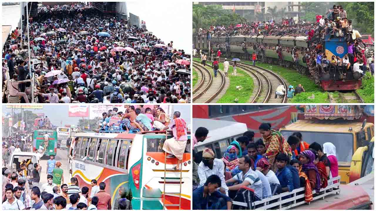 ঈদযাত্রা। ছবি কোলাজ: দেশ টিভি