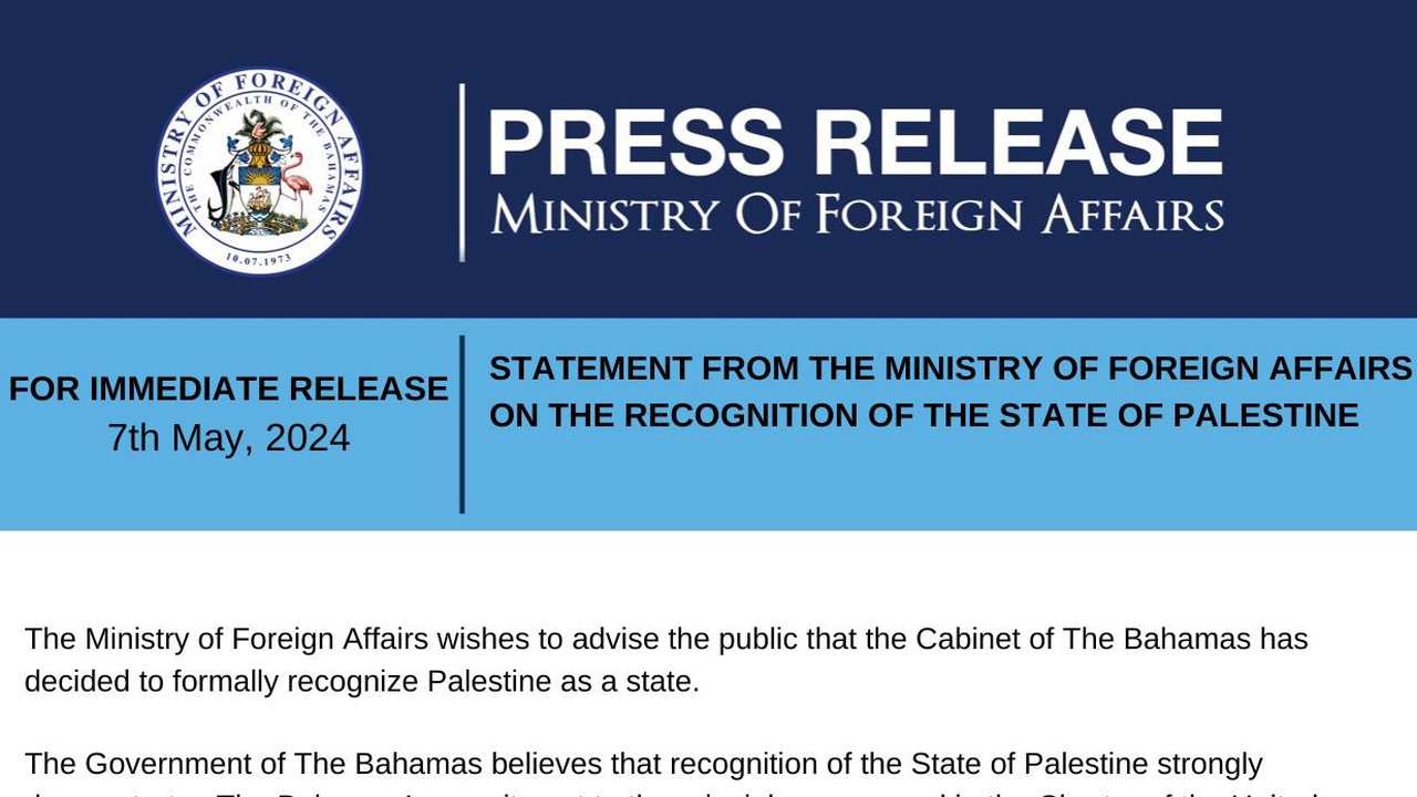 বাহামার মন্ত্রিসভা আনুষ্ঠানিকভাবে ফিলিস্তিনকে রাষ্ট্র হিসেবে স্বীকৃতি দিয়েছে / ছবি: ফিলিস্তিন এক্স অ্যাকাউন্ট