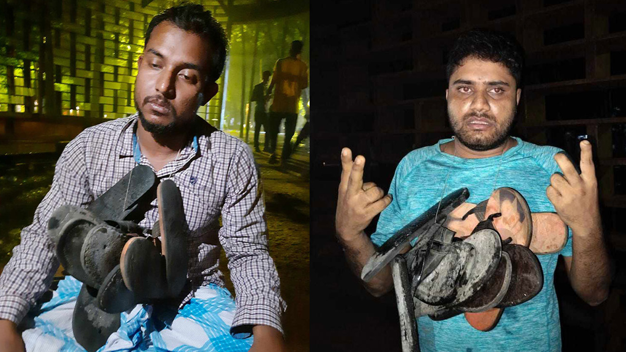 ঢাবি হল ছাত্রলীগের সহ-সভাপতিসহ ২ জনকে জুতার মালা পরিয়ে পুলিশে সোপর্দ