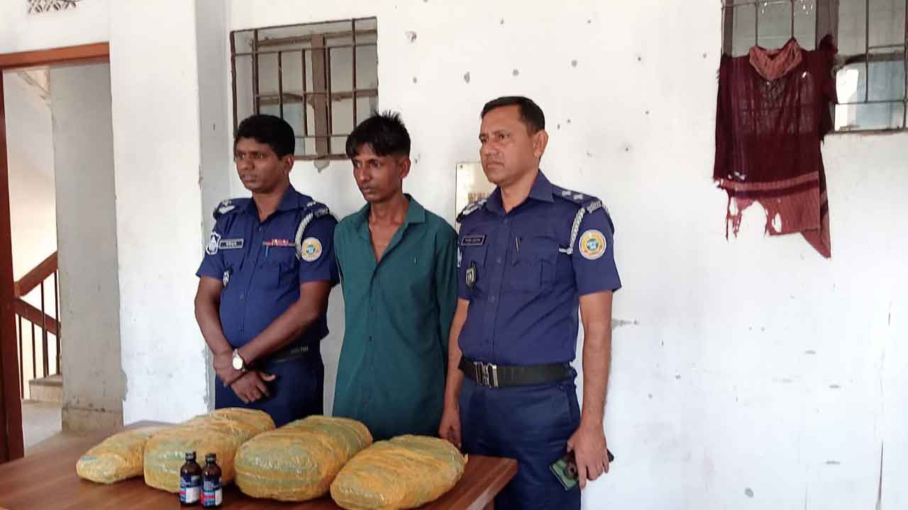 পটুয়াখালীতে ৬ কেজি গাঁজা ও ফেনসিডিলসহ আটক ১