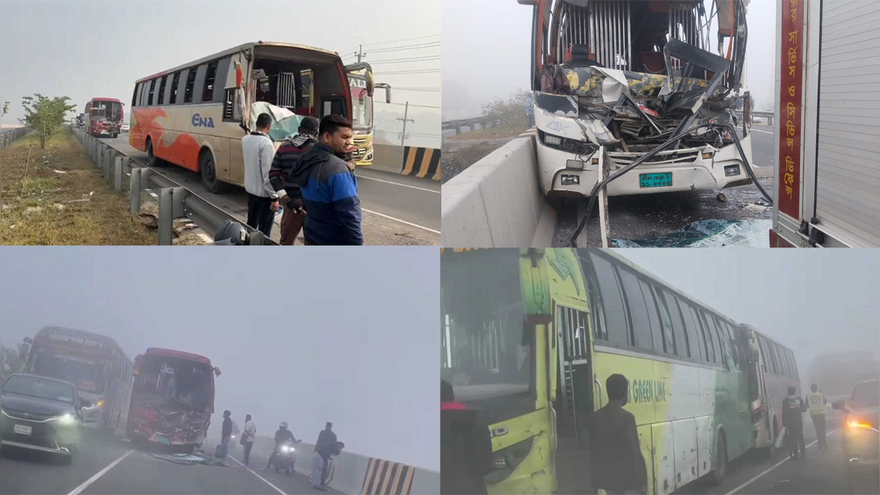 এক্সপ্রেসওয়েতে ৪ দুর্ঘটনা, ১০ গাড়ির সংঘর্ষ, নিহত ১