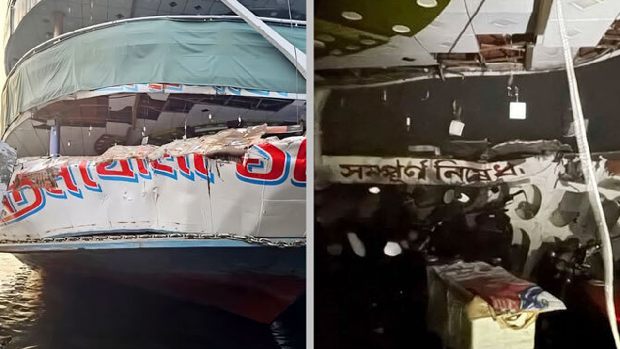 চাঁদপুরে দুই লঞ্চের মুখোমুখি সংঘর্ষ