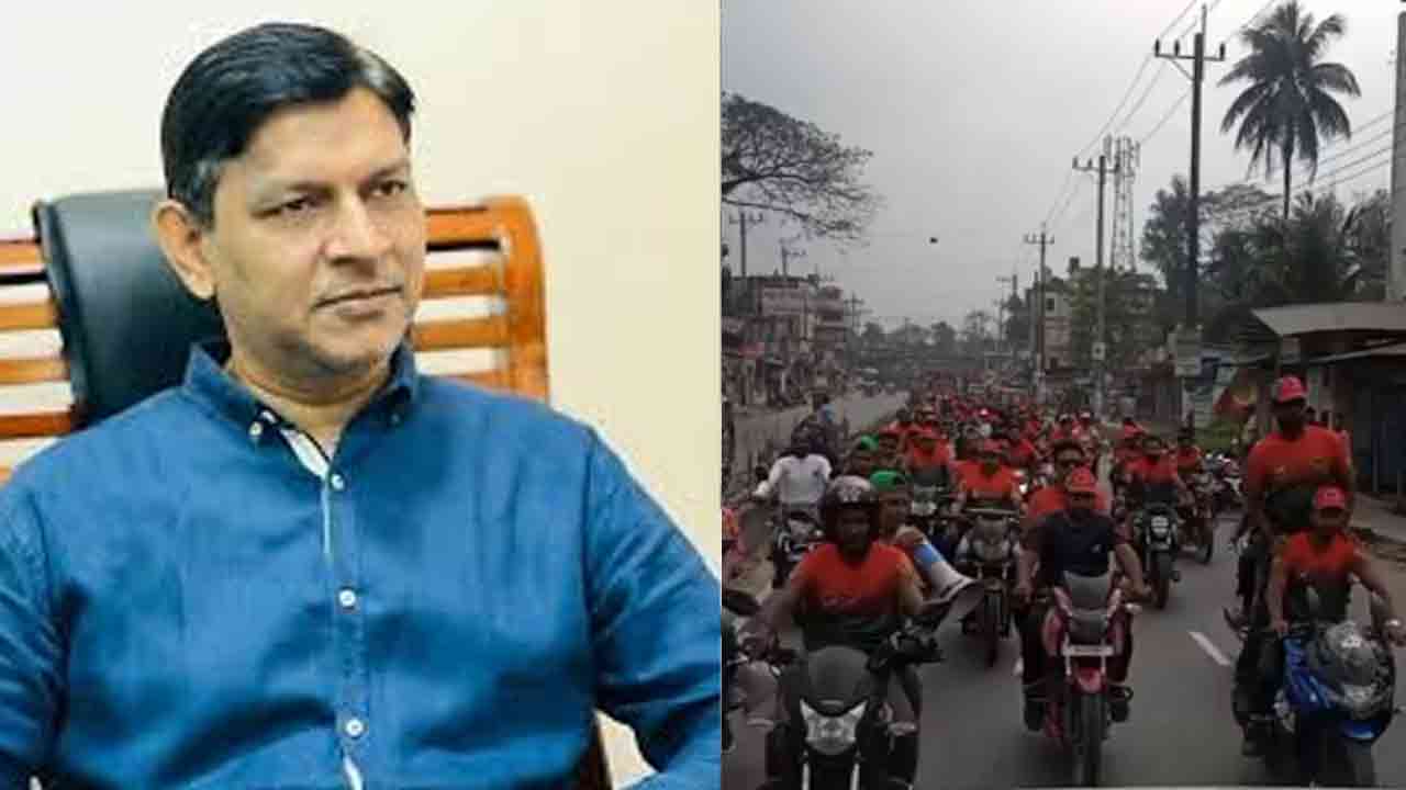 নোয়াখালীতে বিএনপি নেতার মোটরসাইকেল শোডাউন