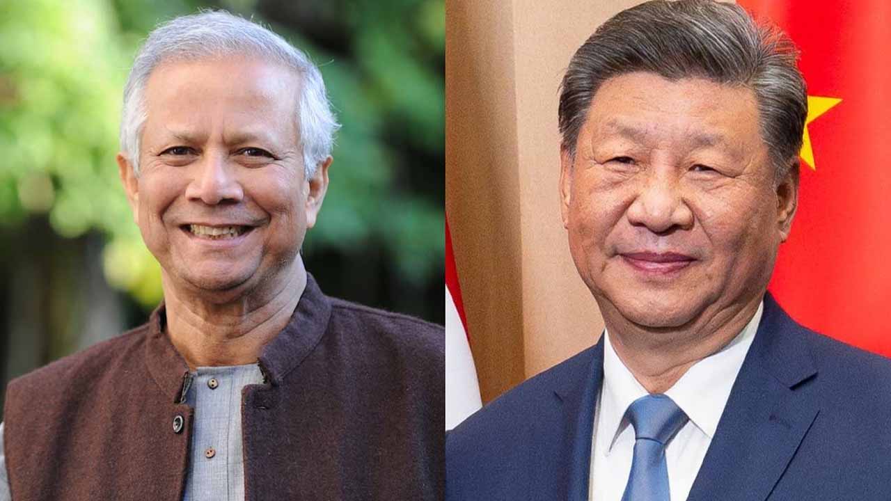 প্রধান উপদেষ্টা অধ্যাপক মুহাম্মদ ইউনূস ও চীনা প্রেসিডেন্ট শি জিনপিং। ছবি: সংগৃহীত
