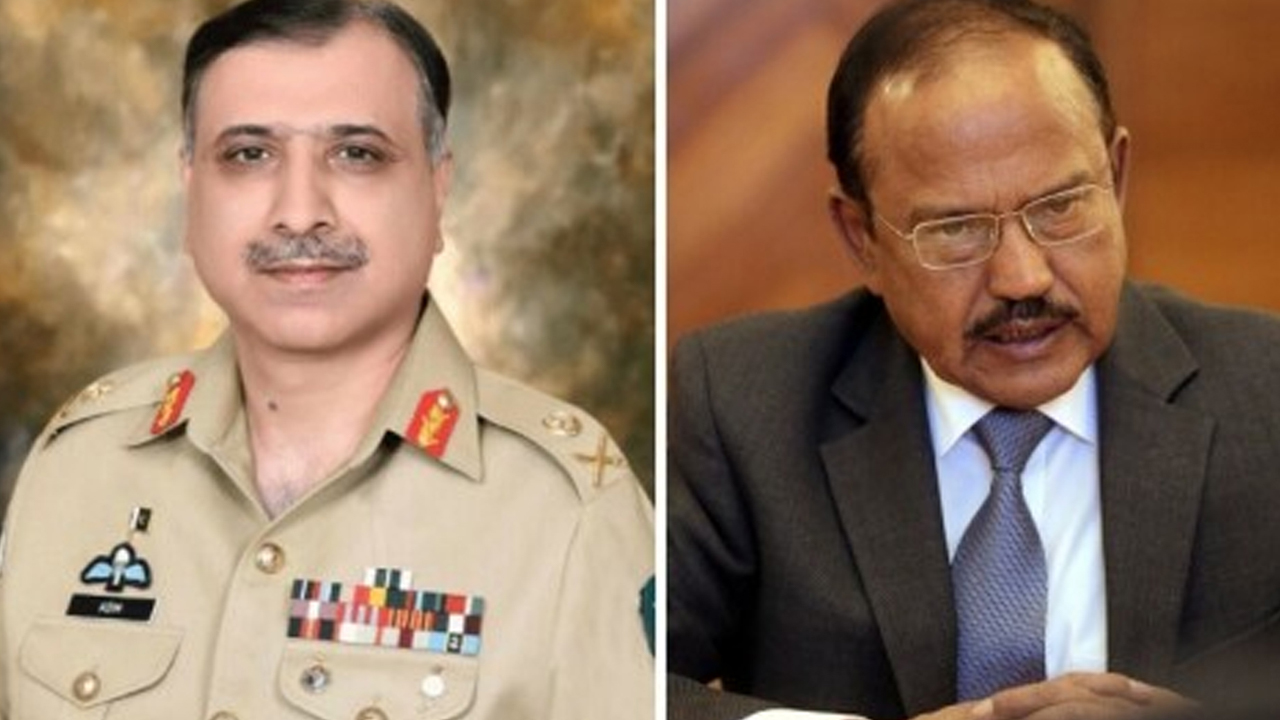 পাকিস্তানের জাতীয় নিরাপত্তা উপদেষ্টা মোহাম্মদ আসিম মালিক ও ভারতের জাতীয় নিরাপত্তা উপদেষ্টা অজিত দোভাল। ছবি: সংগৃহীত