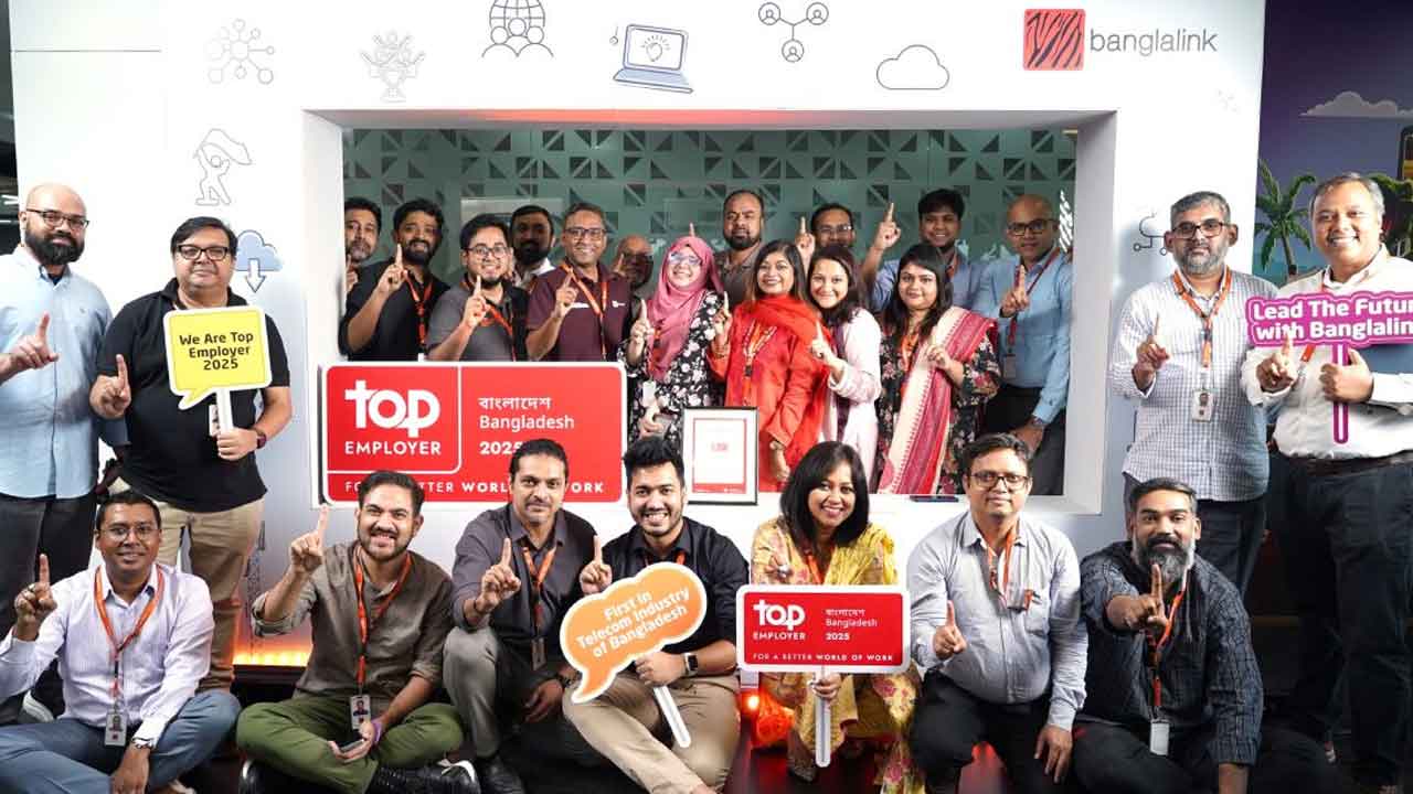 গ্লোবাল টপ এমপ্লয়ার স্বীকৃতি পেল বাংলালিংক
