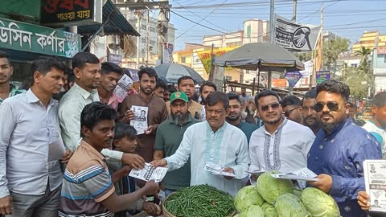 রুপাতলীতে ধানের শীষের পক্ষে গণসংযোগে রহমাতুল্লাহ