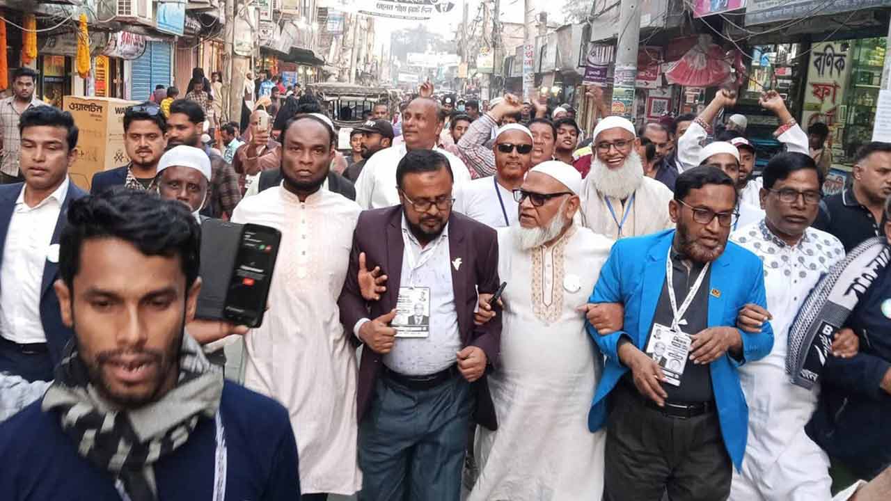 বিএনপি প্রার্থী মুশফিকুর রহমানের নির্বাচনী গণমিছিল&nbsp;