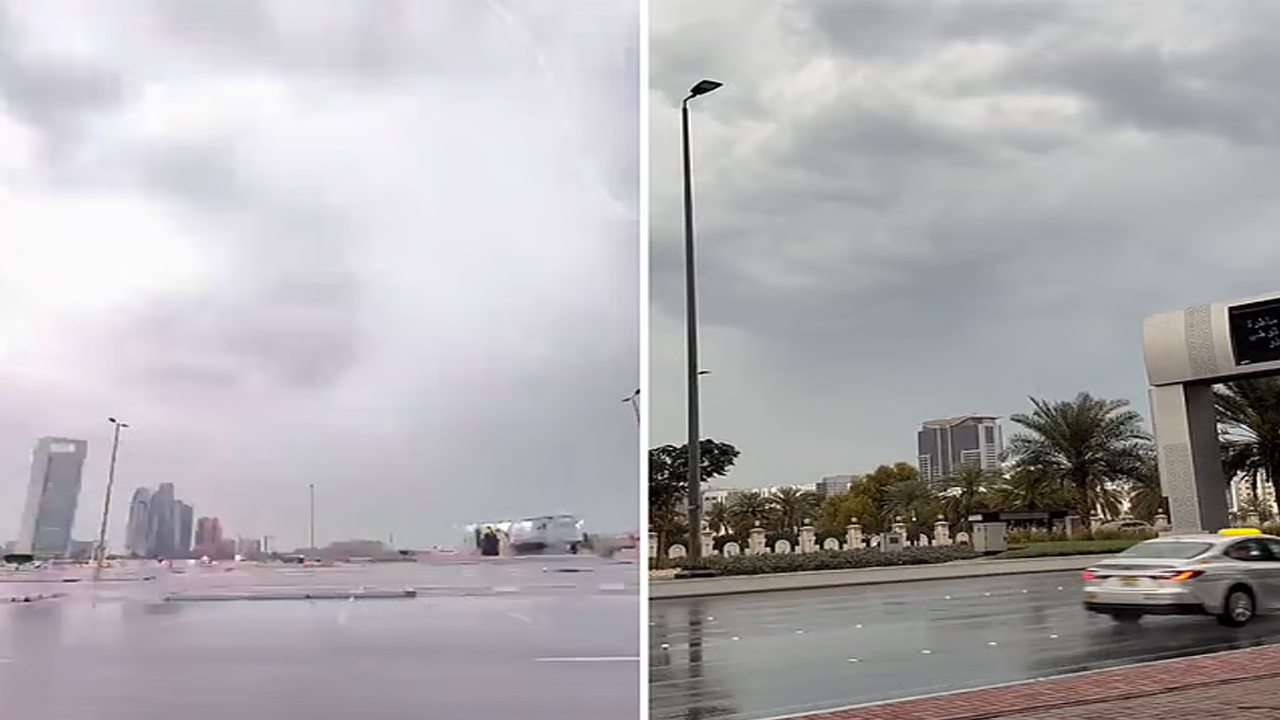 আবুধাবিতে ব্যাপক বৃষ্টি ও বজ্রপাত