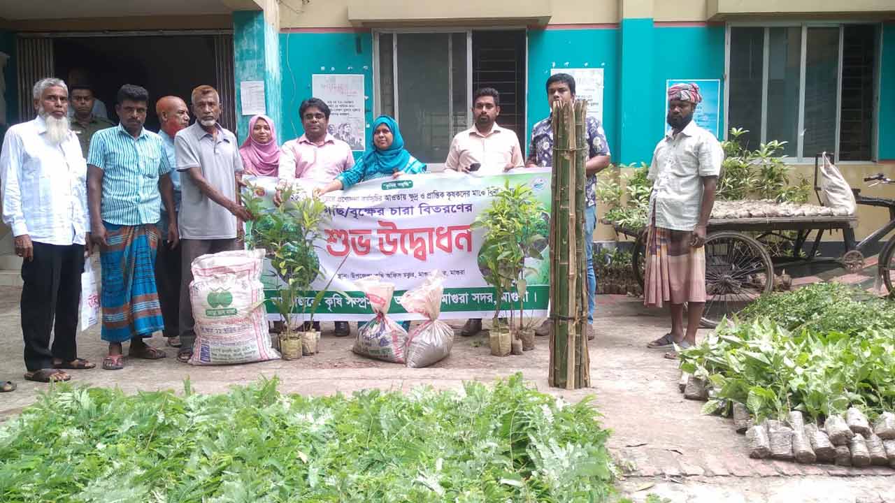 মাগুরায় কৃষক ও শিক্ষাপ্রতিষ্ঠানের মাঝে গাছের চারা ও কৃষি উপকরণ বিতরণ